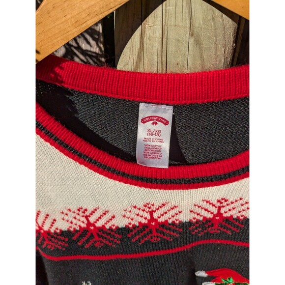 Holiday Time Ugly Christmas Sweater Snowman Tree Sled Multicolor XL Grandma - Picture 2 of 12
